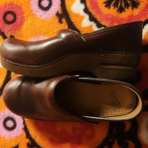 Dansko Brown Leather Clogs Size 38